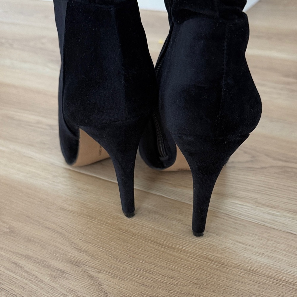 INC International Concepts Black Velour Heeled Boots - Picture 4 of 7